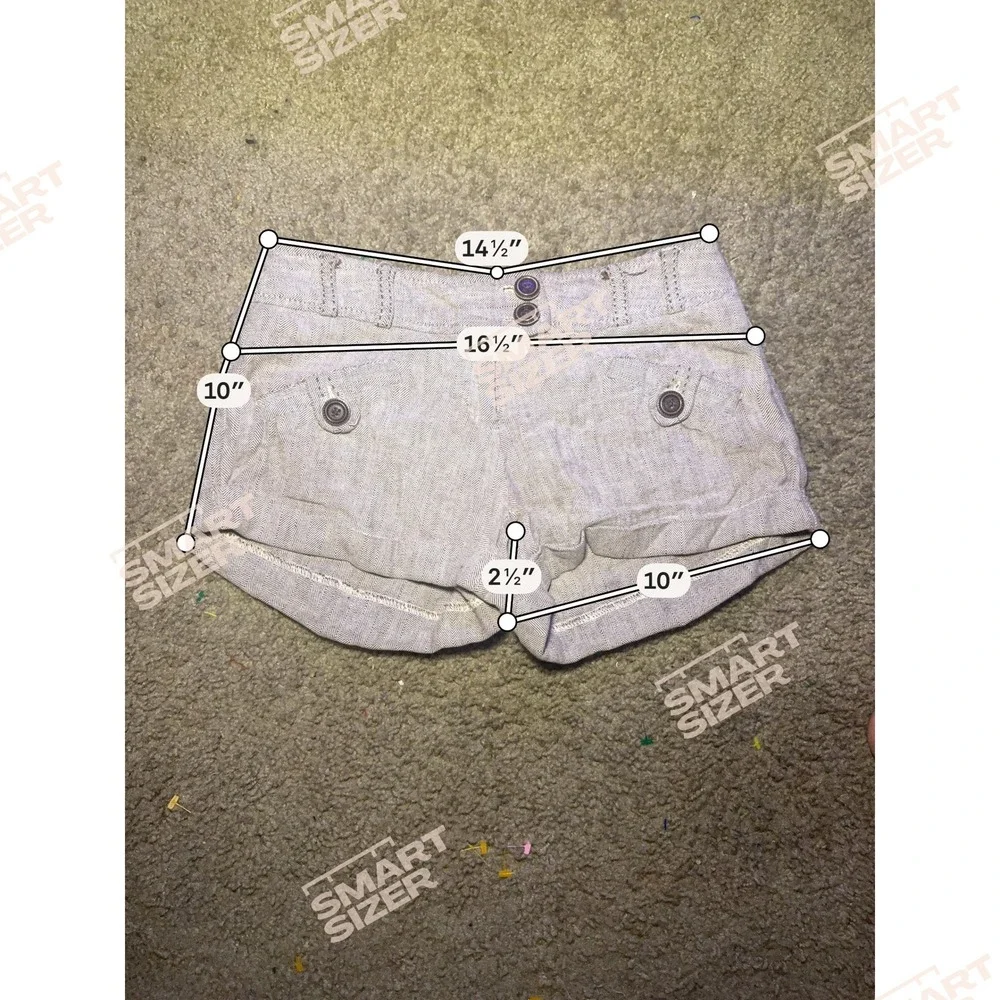 Tan Herringbone Cuffed‎ Shorts Double Button Waist Pockets Neutral Casual - Picture 3 of 4